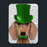 Íman Dachshund com chapéu verde e bigode<br><div class="desc">Pets</div>