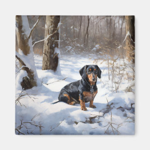 Íman Dachshund Deixe Nevar Natal