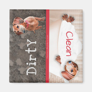 Íman Dachshund Dishwasher Magnet Dirty Doxie Clean Red