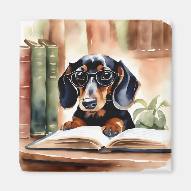 Íman Dachshund em Arte de Aquarela (Frente)