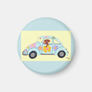 Íman Dachshund em carro Hippie 