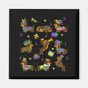 Íman Dachshund Engraçado Arte Gráfica Mardi Gras Salsic