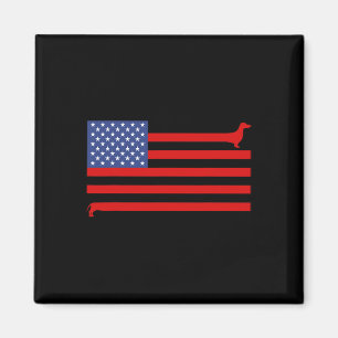 Íman Dachshund Engraçado Bandeira EUA 4 De Julho Patrió