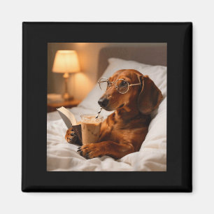 Íman Dachshund engraçado bebendo café gelado amante do