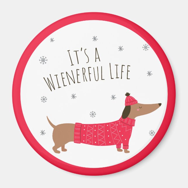 Íman Dachshund engraçado de Natal (Frente)