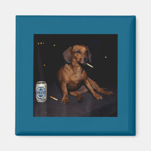 Íman Dachshund Engraçado Fumando Cigarro Cerveja Geraçã