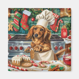 Íman Dachshund Festa de Natal: Festivo Natal