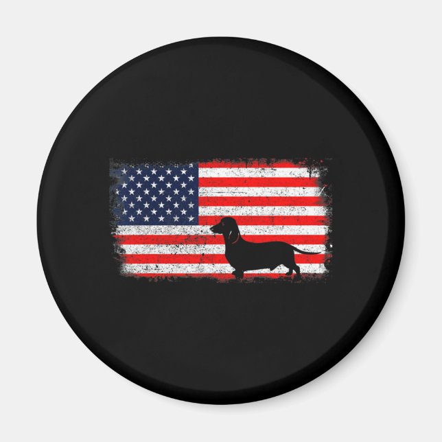 Íman Dachshund Flag Vintage (Frente)