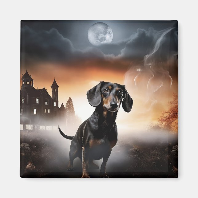 Íman Dachshund Halloween Assustador (Frente)