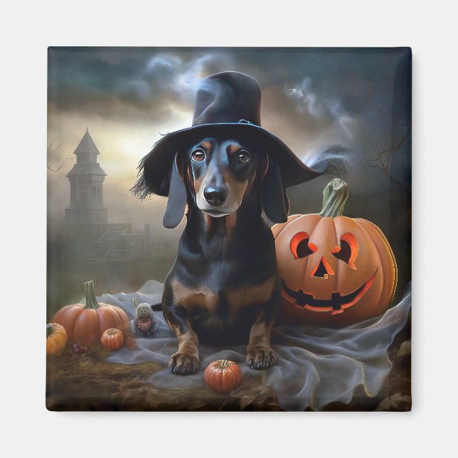 Íman Dachshund Halloween Scary (Frente)