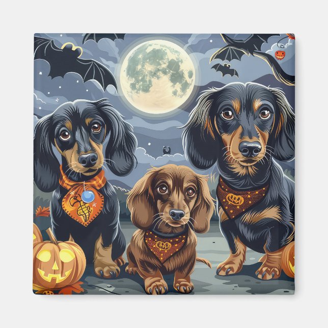 Íman Dachshund Halloween Spooky (Frente)