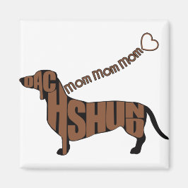 Íman Dachshund Mãe - Doxie Preto e Tan - Coração