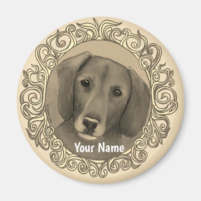 Íman Dachshund Ornamentado  (Frente)