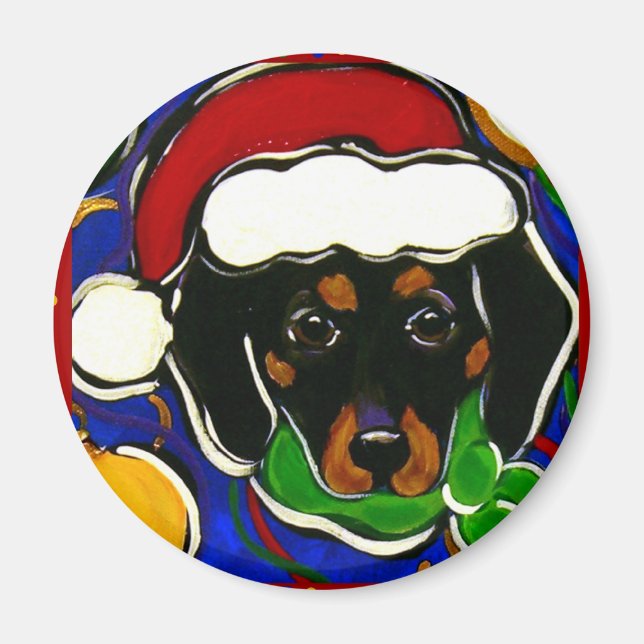 Íman Dachshund Preto e Castanho (Frente)
