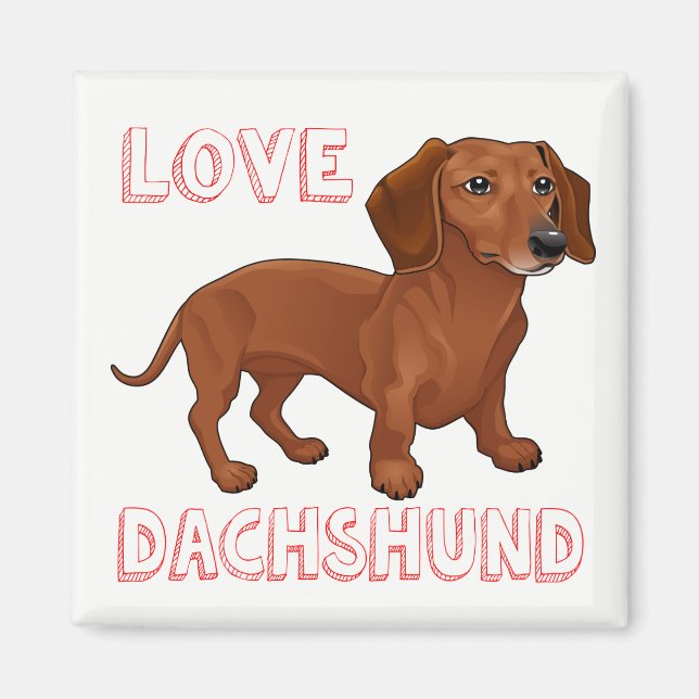 Íman Dachshund Puppy Dog Red Love (Frente)