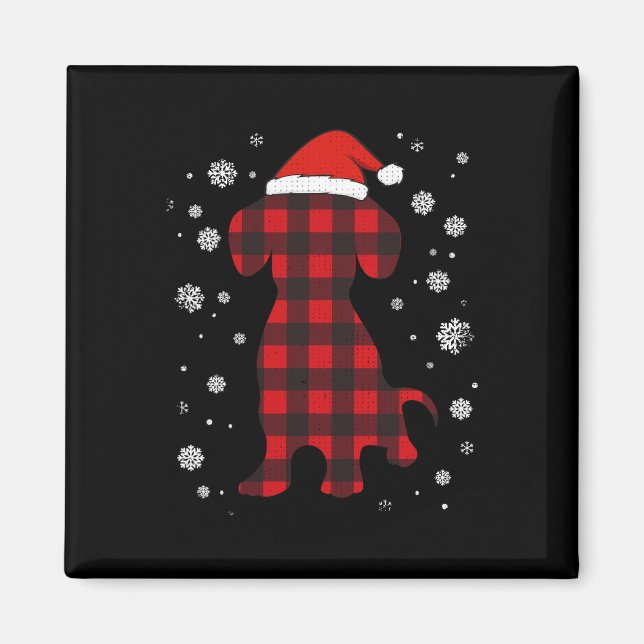 Íman Dachshund Santa Hat O Cachorro Ao Longo Do Natal (Frente)