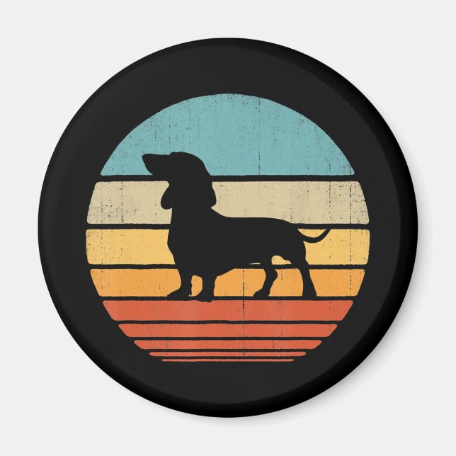 Íman Dachshund Silhouette 60s 70s Dog Lover (Frente)