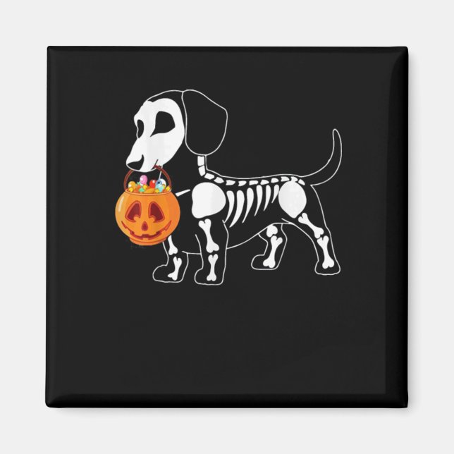 Íman Dachshund Skeleton Halloween (Frente)