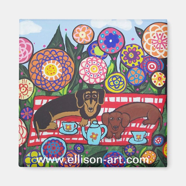 Íman Dachshund Tea Time Magnet (Frente)