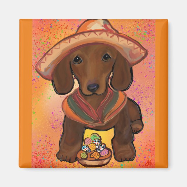 Íman Dachshund Vermelho (Frente)