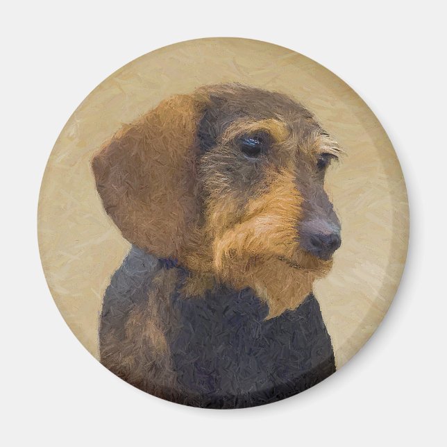 Íman Dachshund (Wirehaired) Pintura Original para Cacho (Frente)