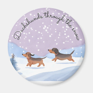 Íman Dachshunds Neve Fofo Cachorro Salsicha Doxie Natal