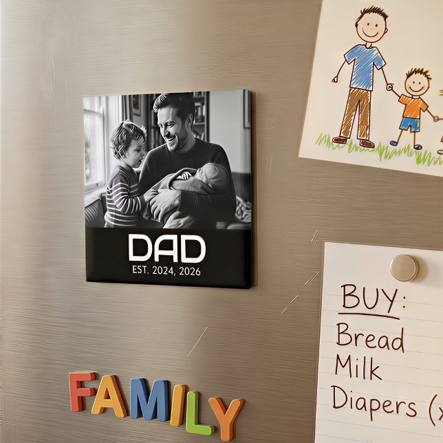Íman Dad Established Photo Father's Day Magnet (Criador carregado)