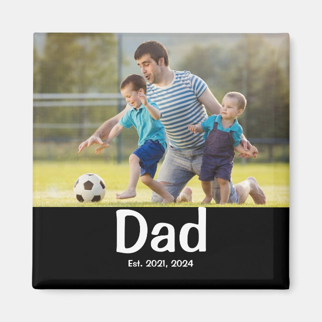 Íman Dad Established Photo Gift Magnet (Frente)