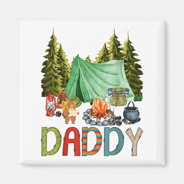 Íman Daddy Of The Happy Camper 1st Birthday Bear Camng  (Frente)