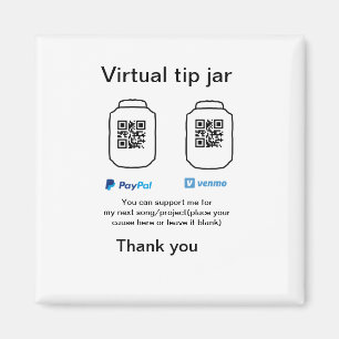 Íman Dádiva virtual jar q r código doação de moeda PayP