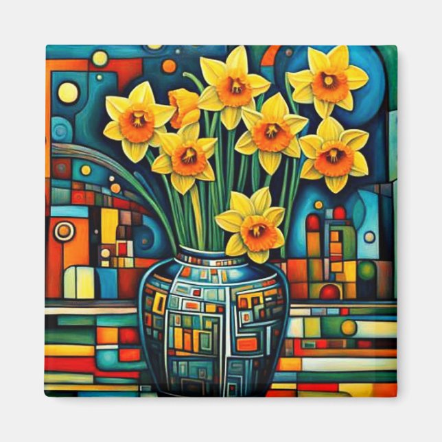 Íman Daffodils no vaso (Frente)