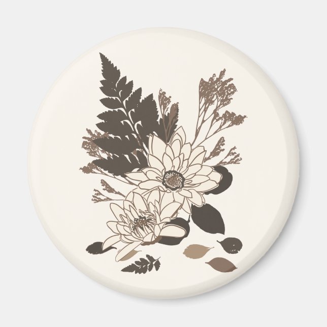 Íman Daisies and Leaves - transparente no creme. (Frente)