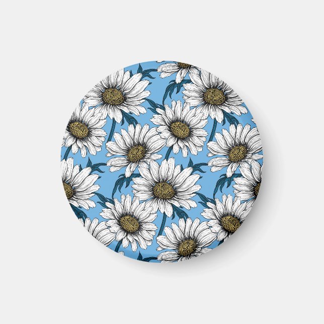 Íman Daisies, flores silvestres em azul (Frente)