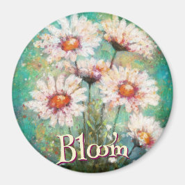 Íman Daisies Impressionistic Floral Teal Personalized
