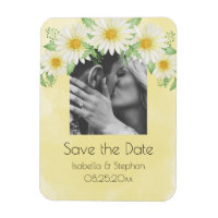 Daisies White Yellow Floral Photo Save the Date (D