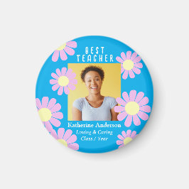 Íman Daisy Best Teacher Photo Blue