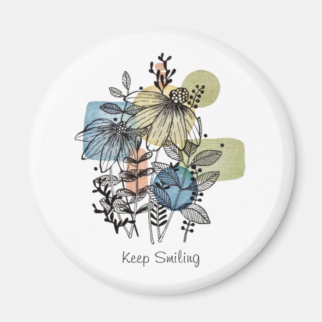 Íman Daisy Doodle Em Tinta E Aquarela (Frente)