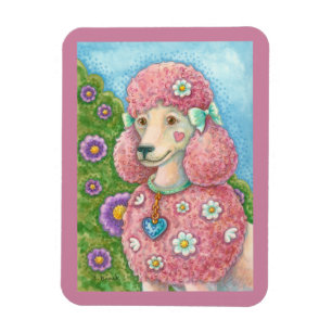 Íman DAISY O Poodle Rosa Francês RETANGLE DOG MAGNET