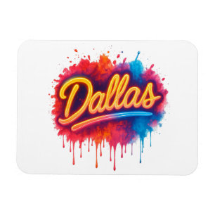 Íman Dallas Neon Street Art Splash - Cidade Vibrante Re