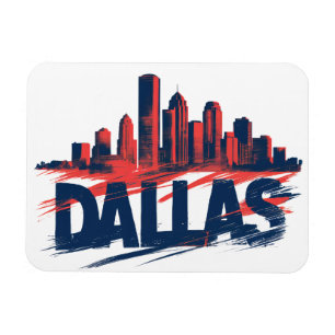 Íman Dallas Skyline Arte de Impressão em Aquarela – Cid
