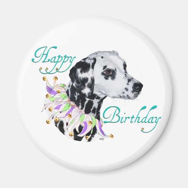 Íman Dalmatian Feliz Aniversário (Frente)