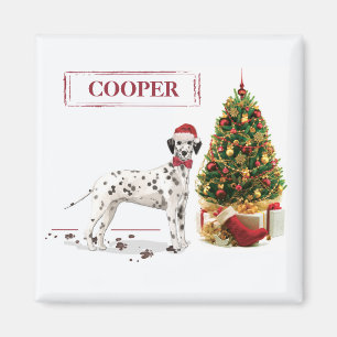 Íman Dalmatiano engraçado de Natal e árvore