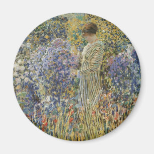 Íman Dama em um Jardim de Frederick Frieseke, Arte Fino