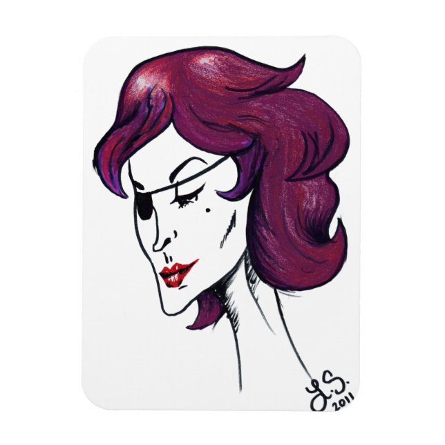 Íman Dama Pirata Violeta Cartoon Arte Pop Original (Vertical)