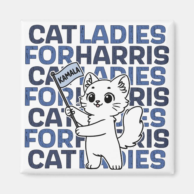 Íman Damas dos Gatos Para Kamala Harris Presidente 2024 (Frente)