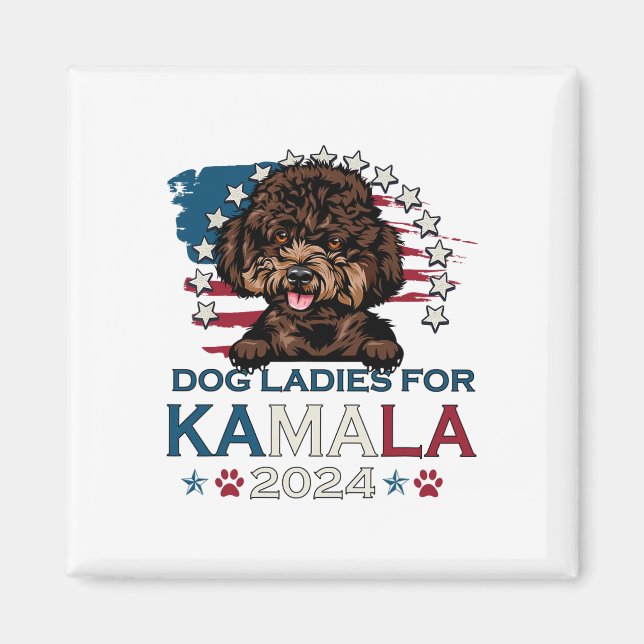 Íman Damas Para Kamala Harris 2024 Cachorro Poodle Amér (Frente)