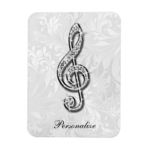 Íman Damasco floral personalizado da nota da música do