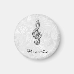 Íman Damasco floral personalizado da nota da música do