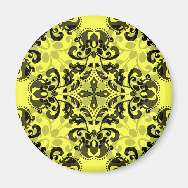 Íman Damasco preto-e-amarelo legante (Frente)