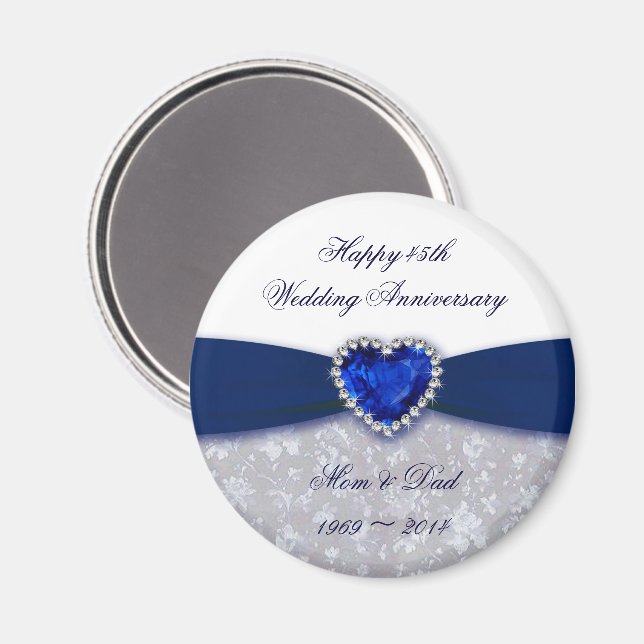 Íman Damask 45th Wedding Anniversário Magnet (Front/Back)